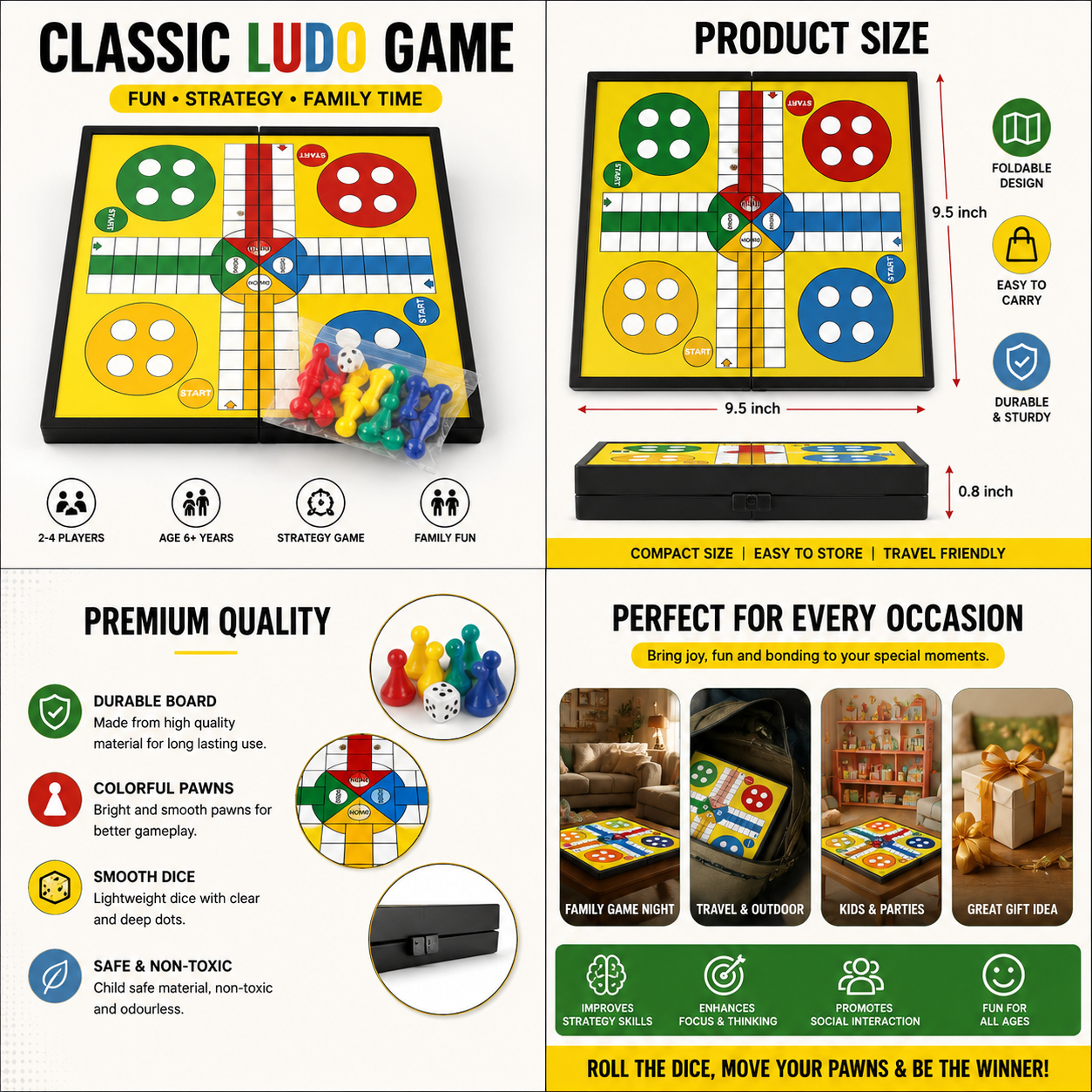 Foldable Ludo Board Game Set.