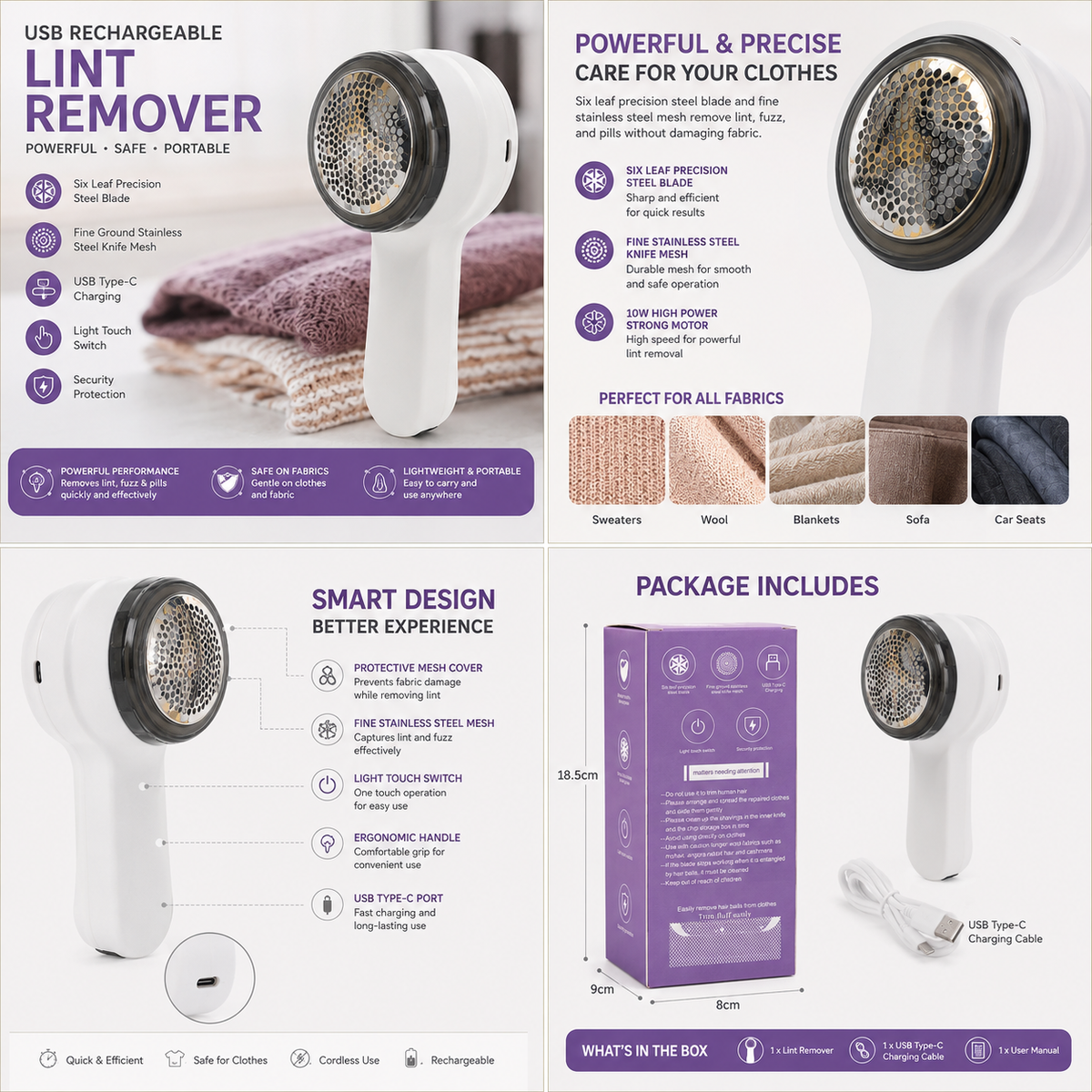 USB Rechargeable Electric Lint Remover