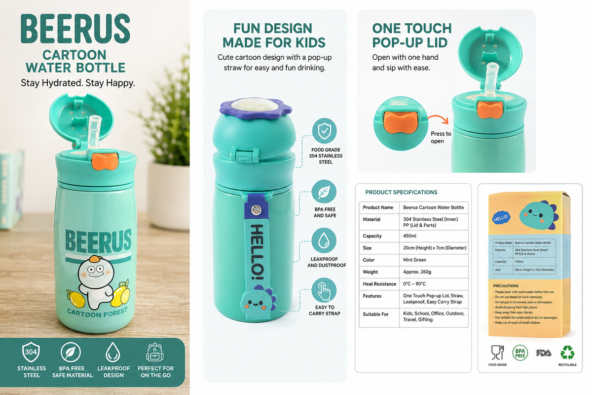 BEERUS Insulated Kids Water Bottle – 550ml