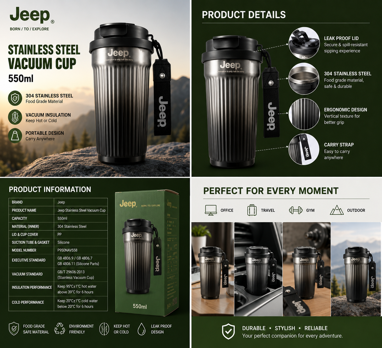 Jeep Insulated Travel Mug – 550ml