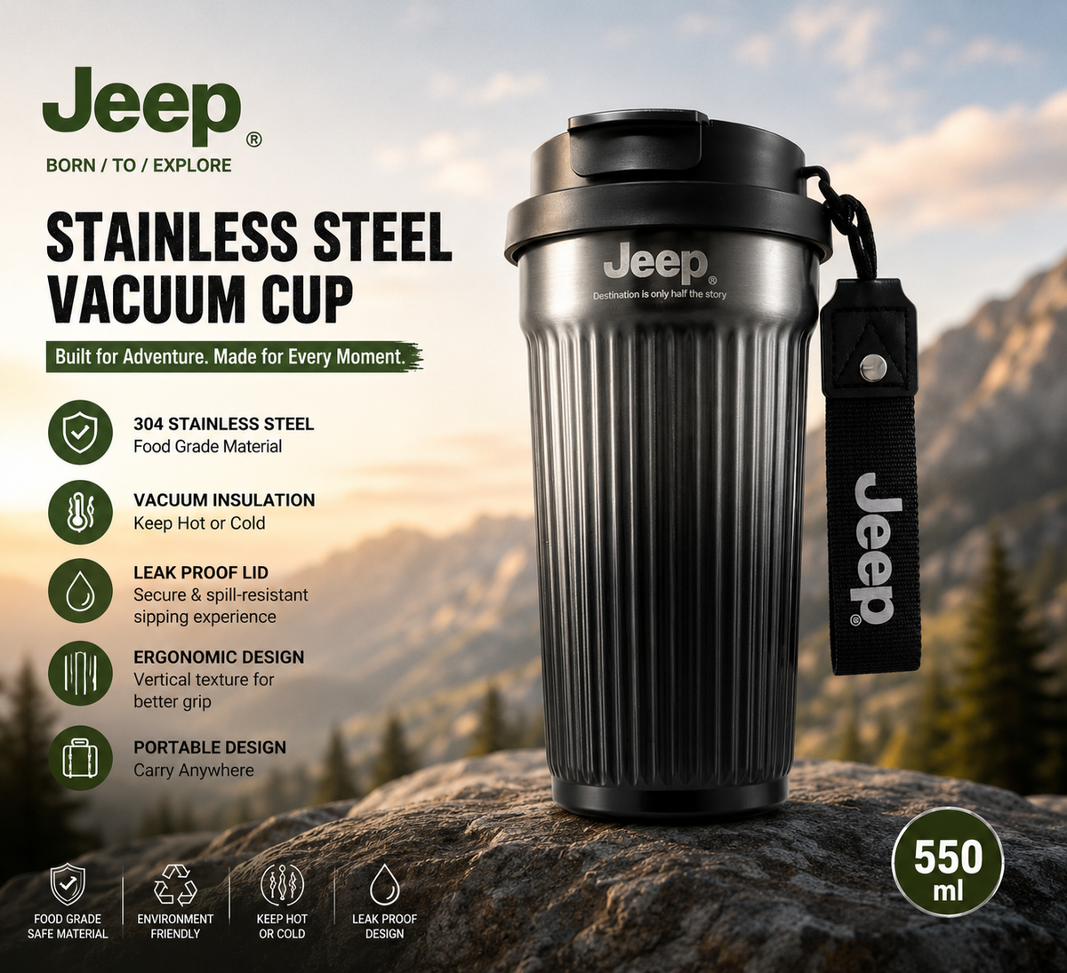 Jeep Insulated Travel Mug – 550ml