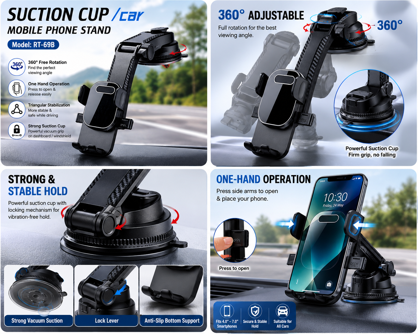 RT-69B Suction Cup Car Phone Holder