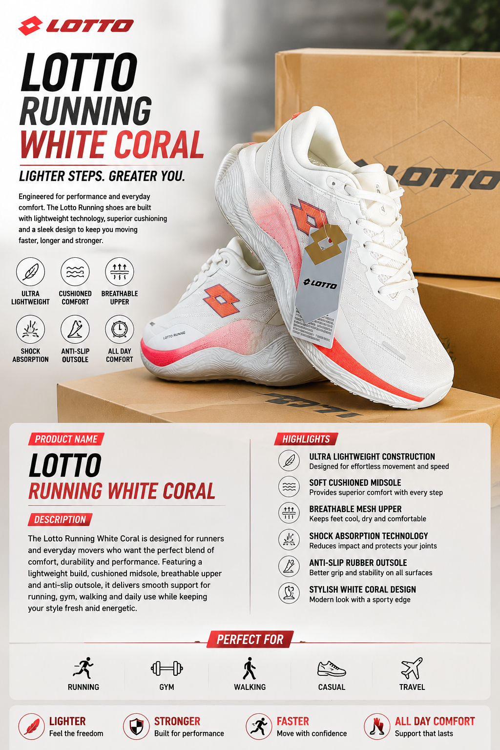 Lotto White Coral Runner