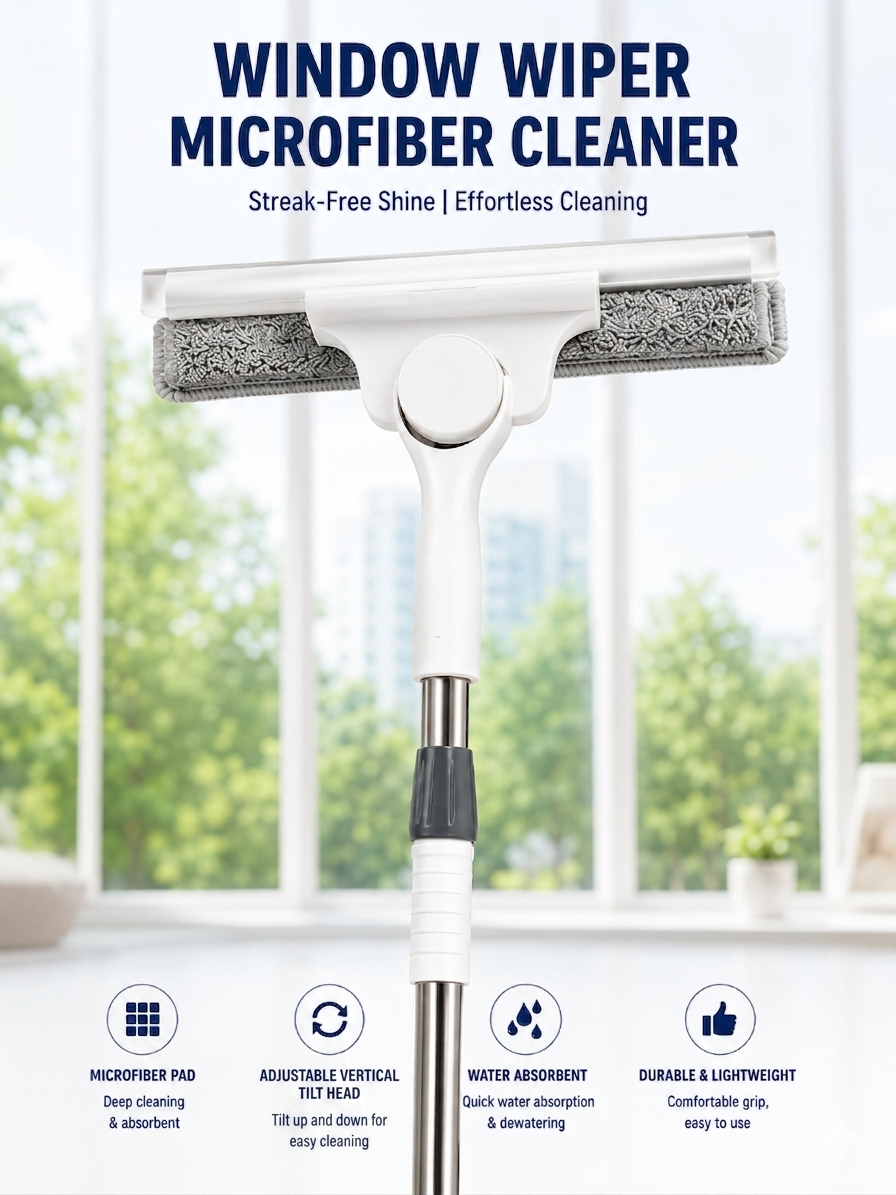 2-in-1 Telescopic Window Wiper & Microfiber Cleaner