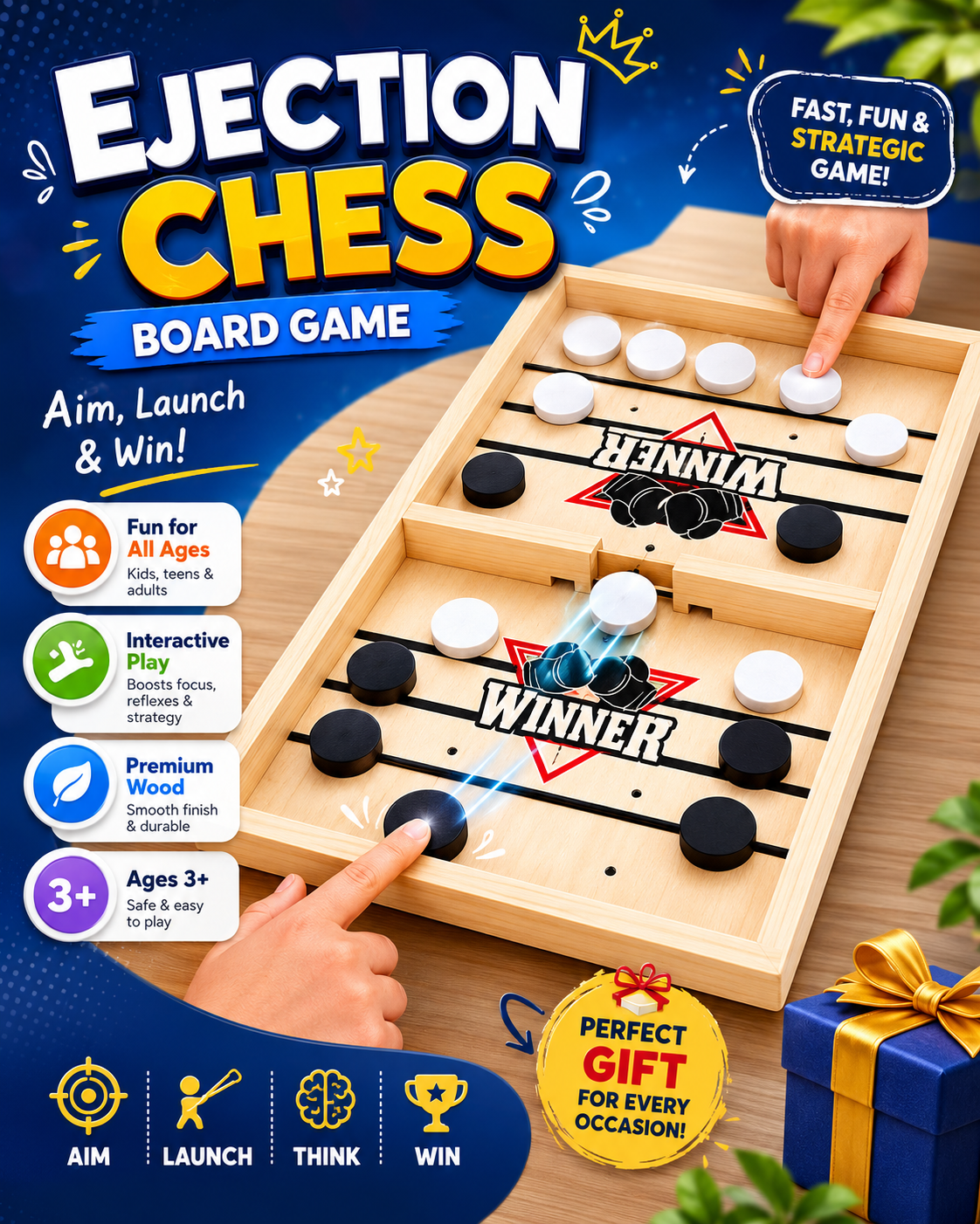 Fast Sling Puck Wooden Board Game