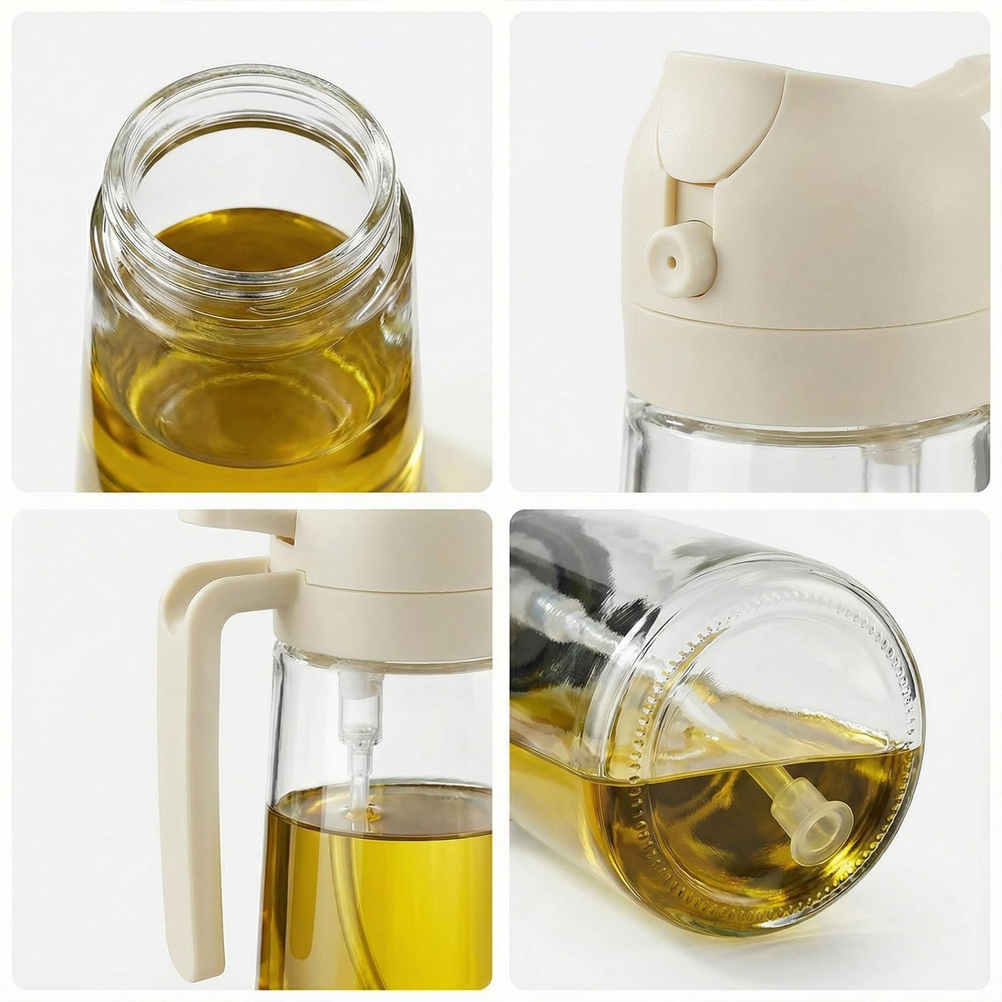 2 in 1 Oil Spray Bottle & Oil Dispenser – 500ML Glass Oil Sprayer for Cooking.