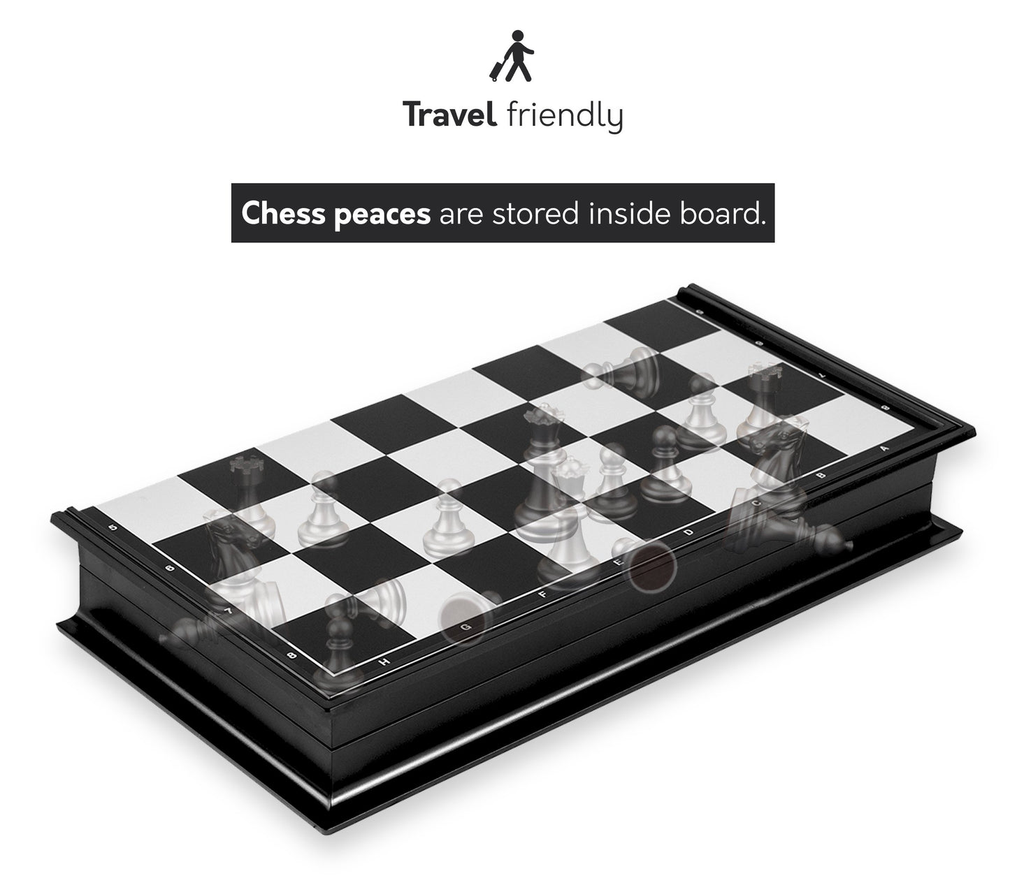 Premium Magnetic Chess Set – Gold & Silver Metallic Pieces | 8" x 8" inch Folding Board.