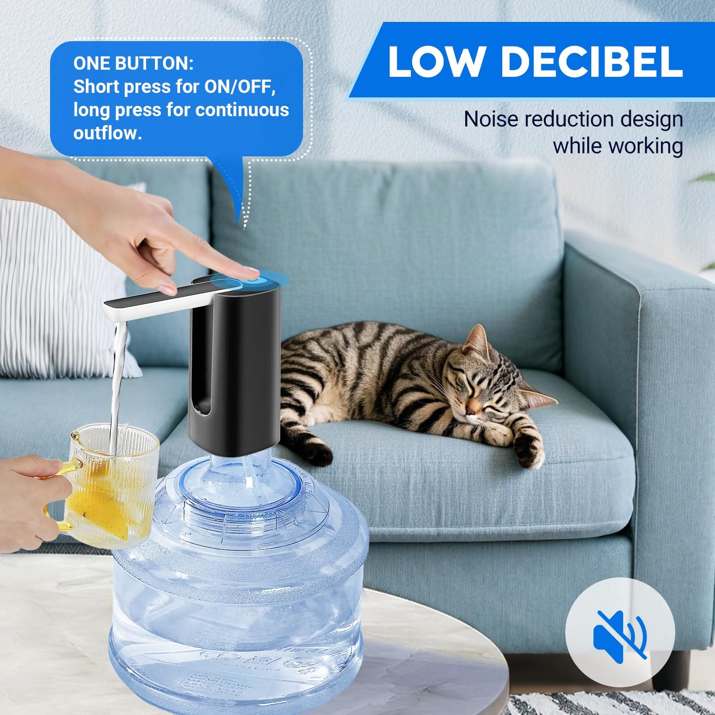 Rechargeable Portable Automatic Electric Water Dispenser Pump – USB Type-C | 1200mAh Battery.
