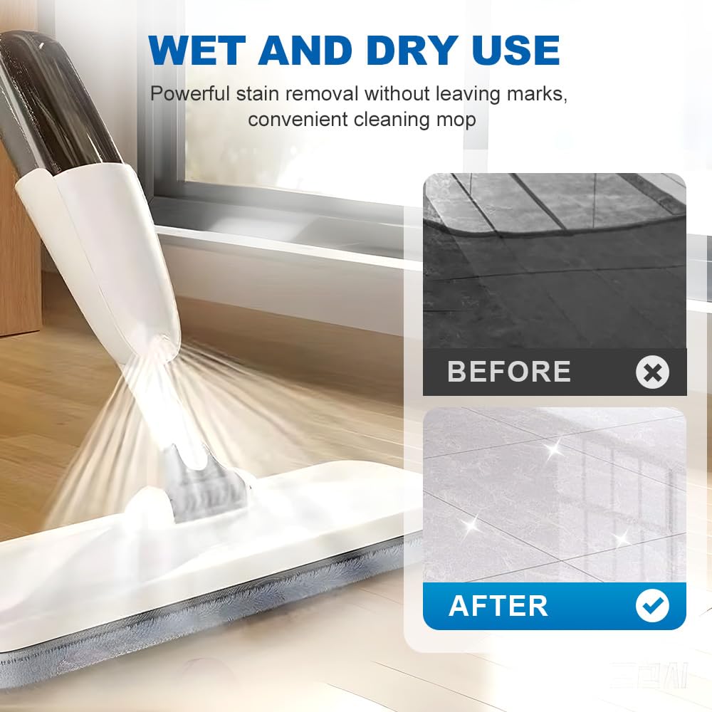 360° Rotating 2 in 1 Spray Mop – Wet & Dry Flat Floor Cleaning Mop.