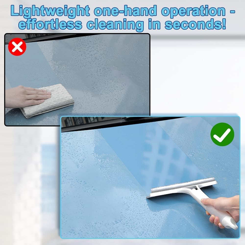 3 in 1 Window Cleaner Tool with Spray Bottle – Squeegee & Brush Cleaner.