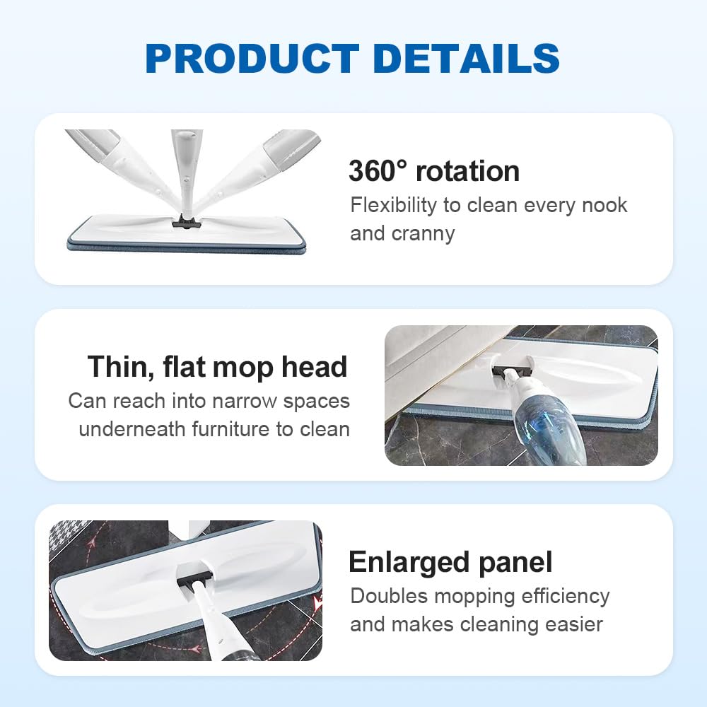 360° Rotating 2 in 1 Spray Mop – Wet & Dry Flat Floor Cleaning Mop.