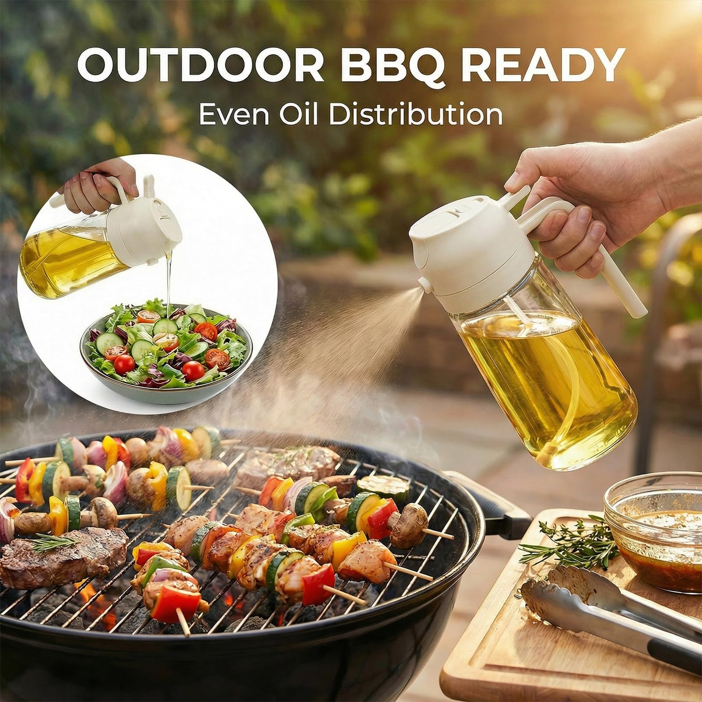 2 in 1 Oil Spray Bottle & Oil Dispenser – 500ML Glass Oil Sprayer for Cooking.