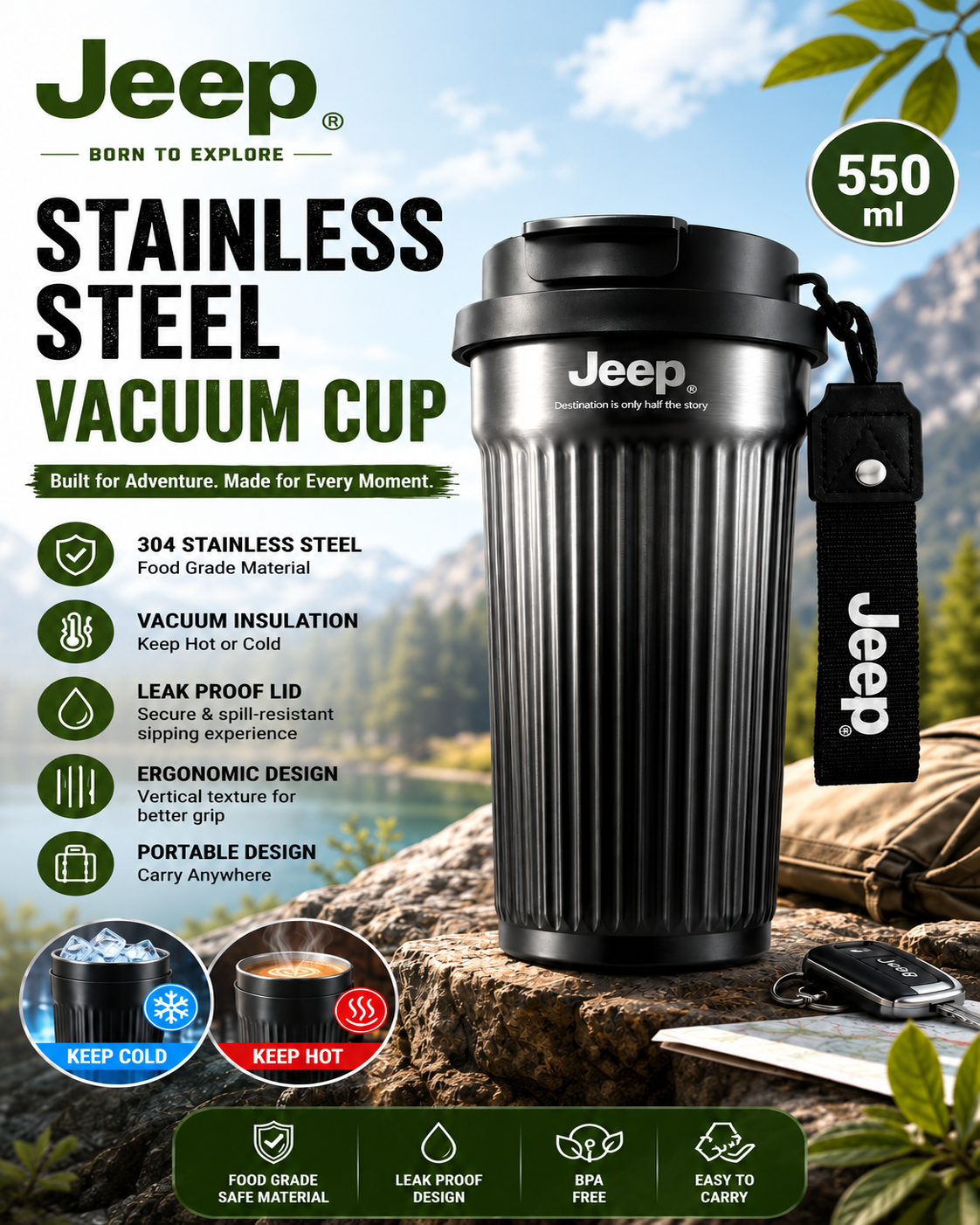 Jeep Insulated Travel Mug – 550ml
