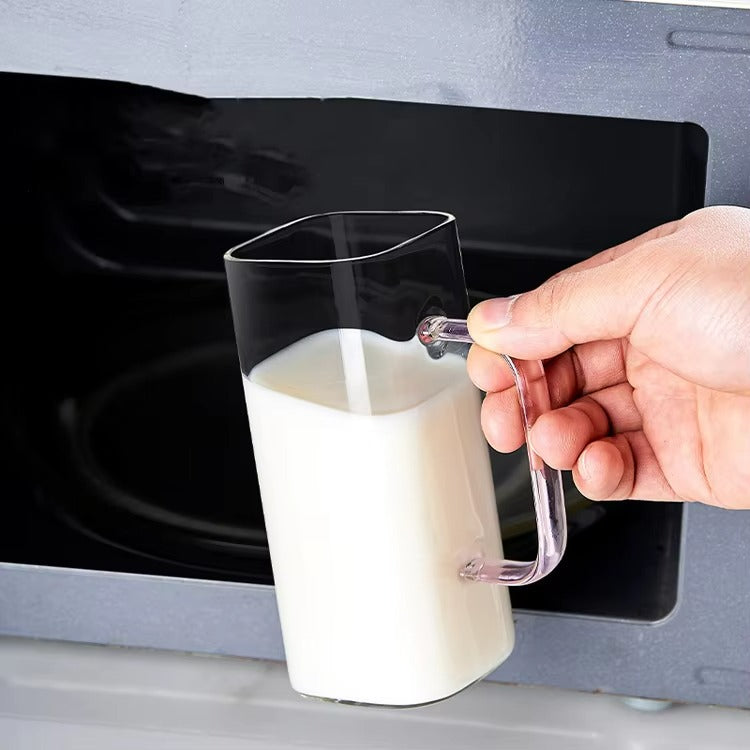 Clear Glass Square Cup With Lids and Straws, 400ml.
