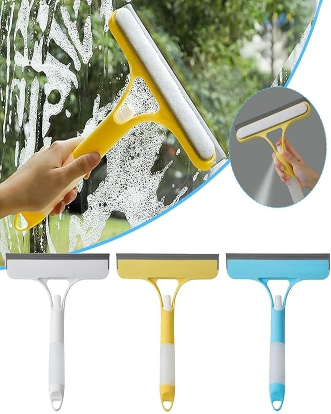 3-in-1 Window Cleaner with Spray & Squeegee